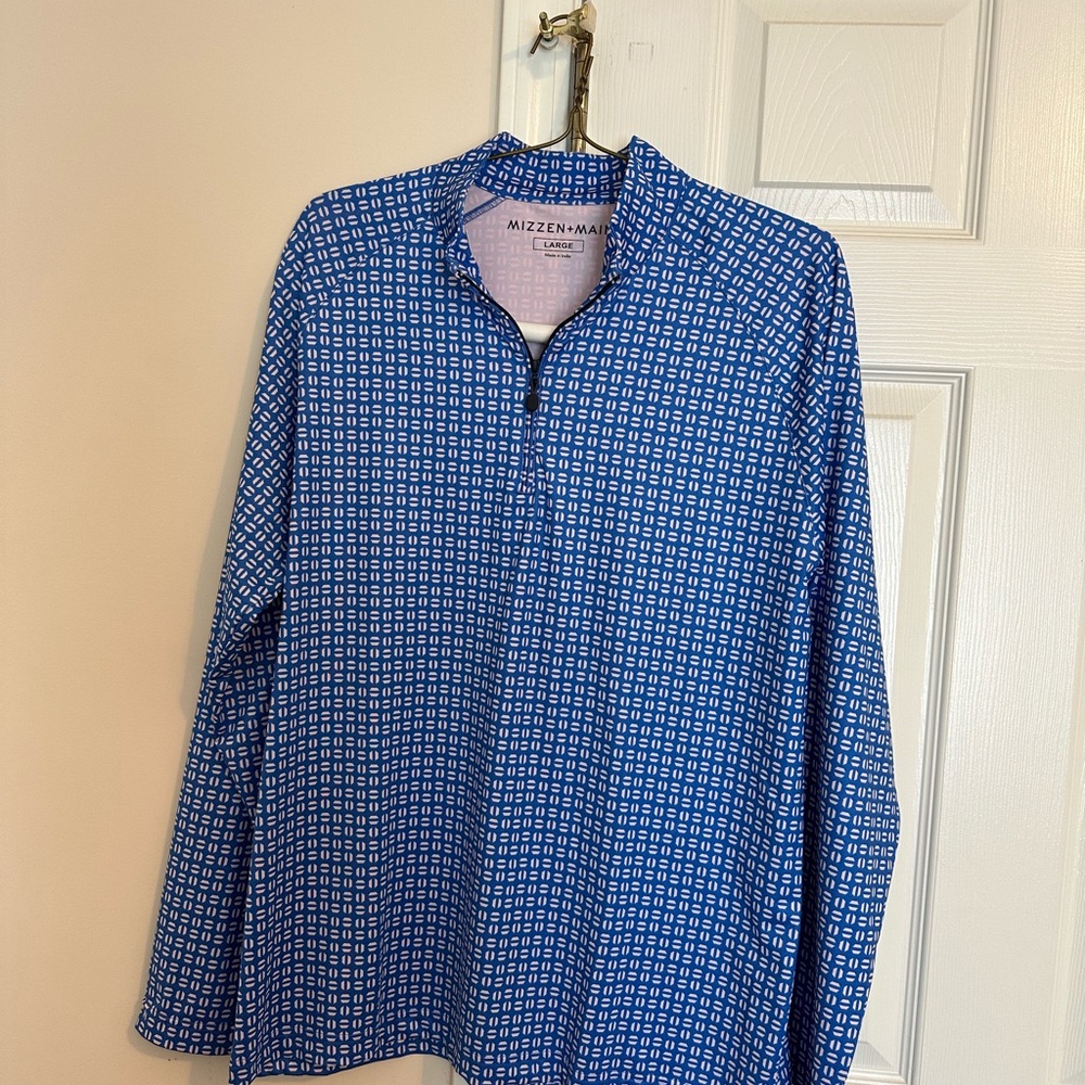 Mizzen+Main Blue Geometric Quarter Zip